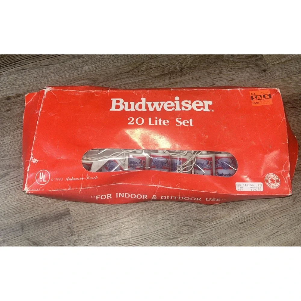 Vintage 1993 Anheuser-Busch Budweiser‎ 20 Lite String Lite WORKS